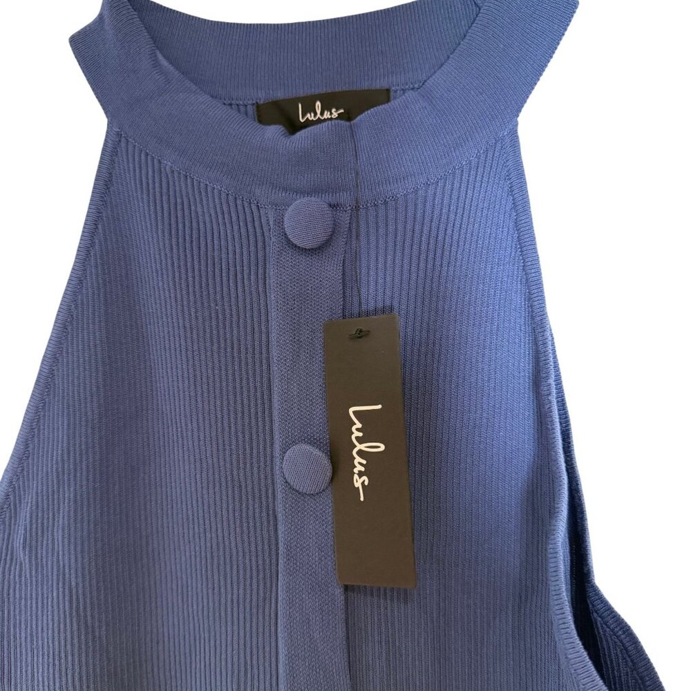 Lulu's Periwinkle Ribbed Button-Front Midi Dress - Picture 4 of 6